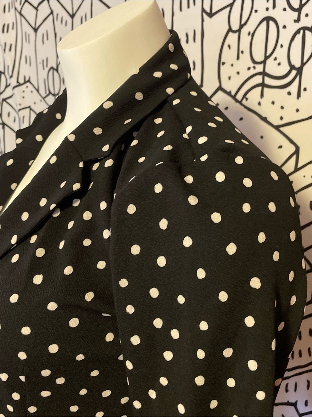 Maurices Black & White Polka Dot 3/4 sleeve blazer